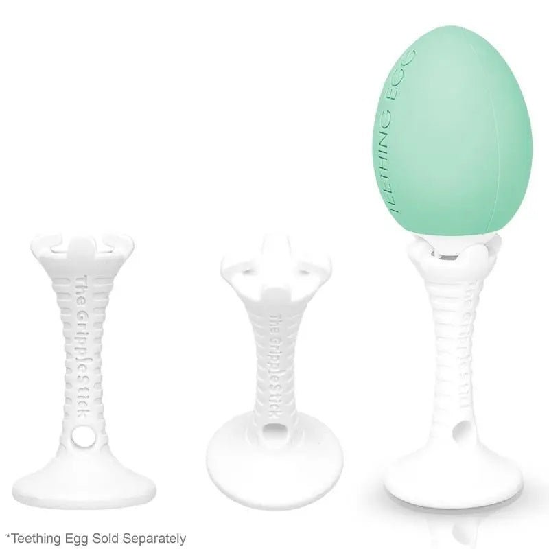 The Teething Egg The Grippy Stick on different angles. Handle that connects to Teething Egg teether. - Little Gift Nook