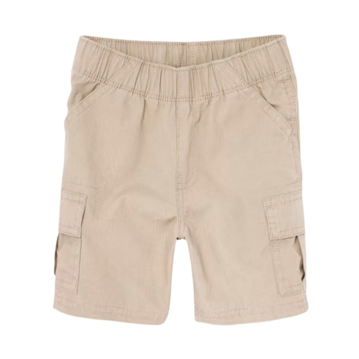 Toddler Boys Pull on Khaki Cargo Shorts. Elastic waist with adjustable waist straps inside. 2 working cargo pockets. - Little Gift Nook