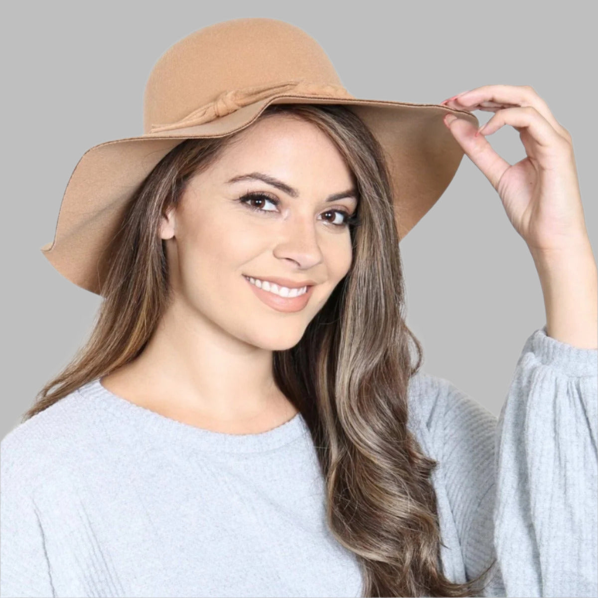 woman in beige braided sun hat - Little Gift Nook