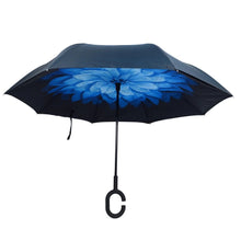 Load image into Gallery viewer, Blue Flower Double Layer Inverted Umbrella