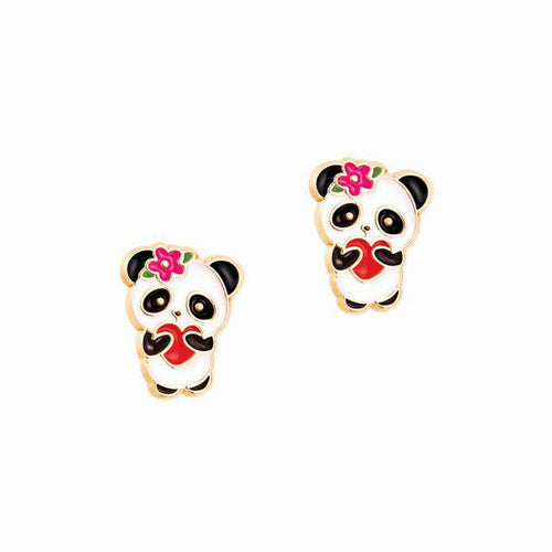Pandas with hearts pierced earrings. 