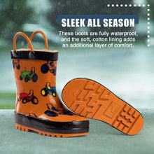 Load image into Gallery viewer, Orange Tractors Waterproof Rain Boots