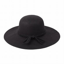 Load image into Gallery viewer, Fashion Brim Summer Hat with Braided Tie in Black