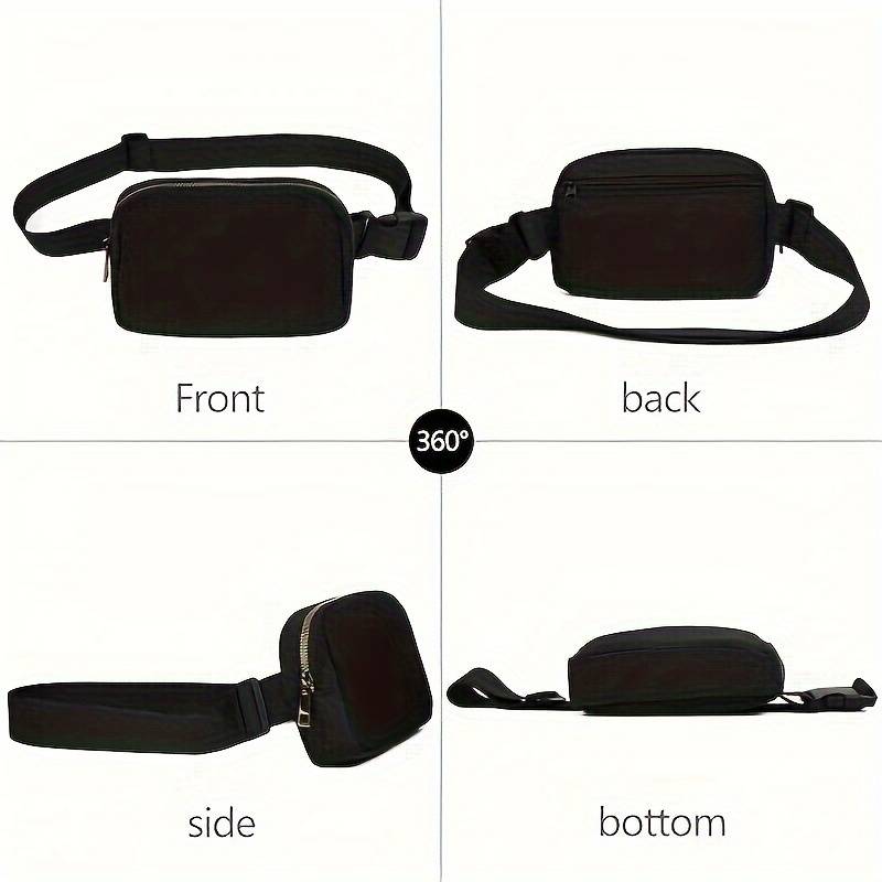 Waterproof Cross Body Sling Fanny Pack Belt Bag in Black all views. - Little Gift Nook