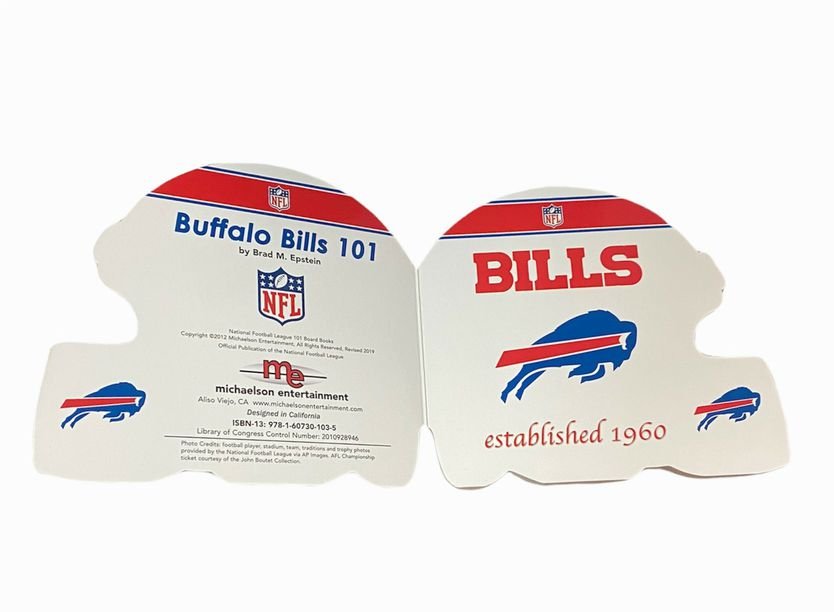 Inside cover of Buffalo Bills 101 Board Book for baby toddler. Officially Licensed. Great baby shower gift. - Little Gift Nook