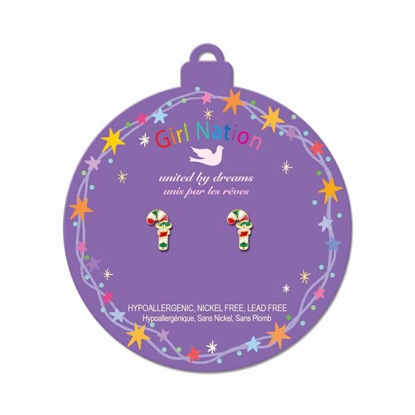 Candy Cane Delight Cutie Pierced Earrings - Little Gift Nook