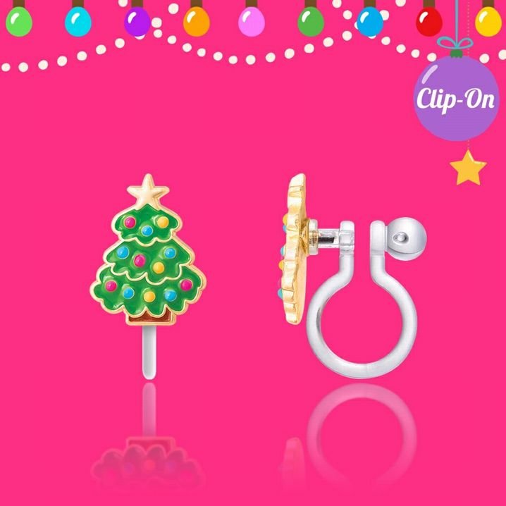 Happy Christmas Tree Clip On Earrings - Little Gift Nook