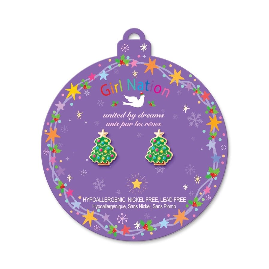 Happy Christmas Tree Pierced Earrings - Little Gift Nook