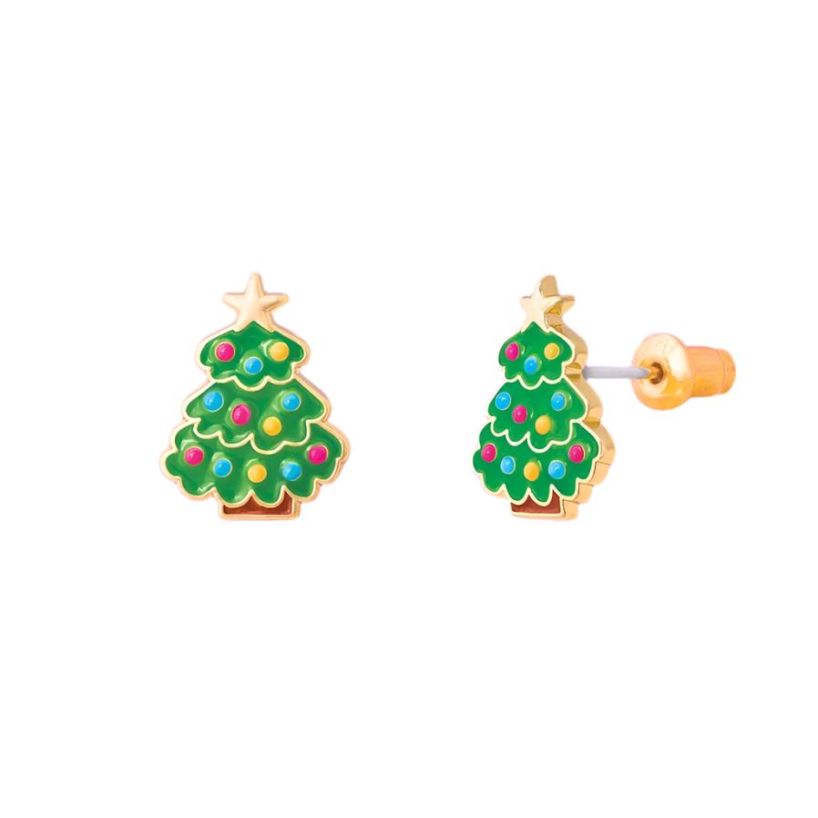 Happy Christmas Tree Pierced Earrings - Little Gift Nook