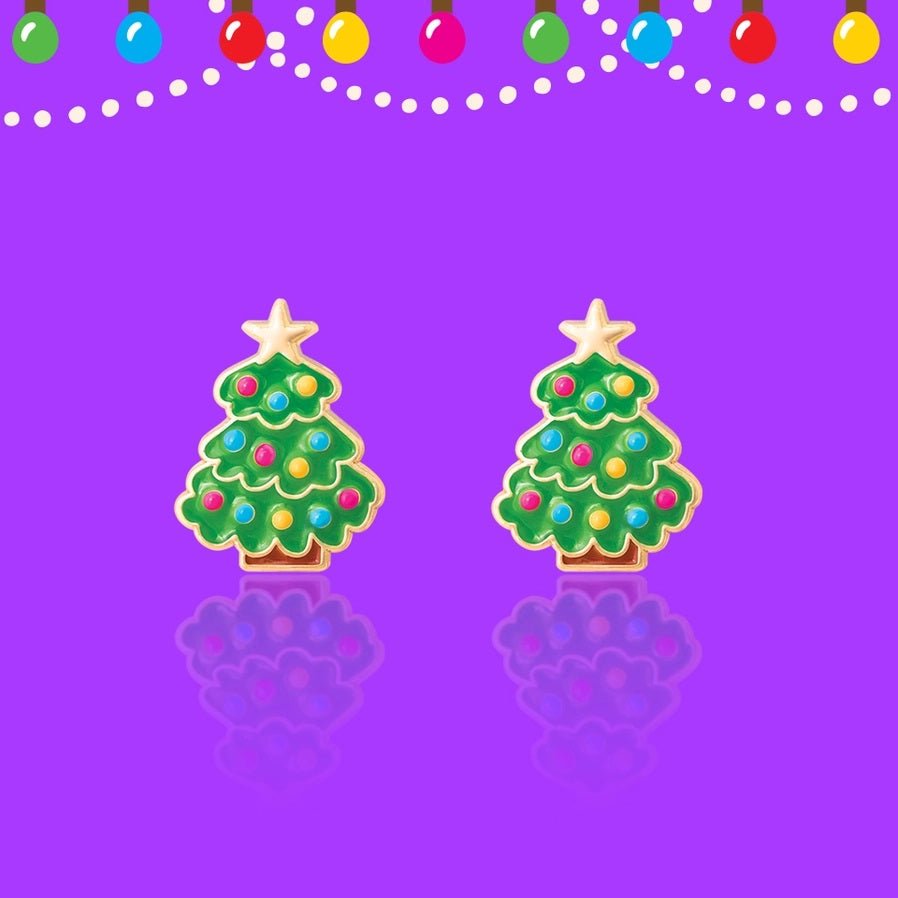 Happy Christmas Tree Pierced Earrings - Little Gift Nook