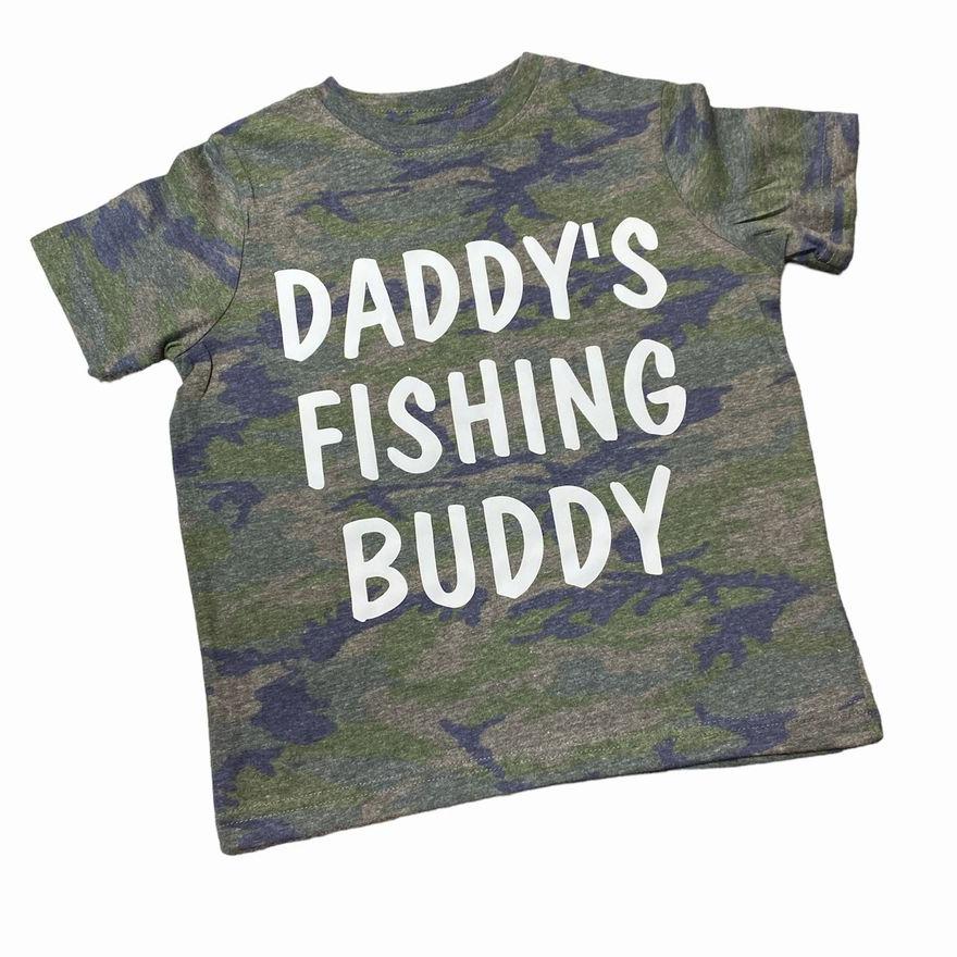 Daddy's Camo Fishing Buddy Tshirt - Toddler sizes. Little Gift Nook