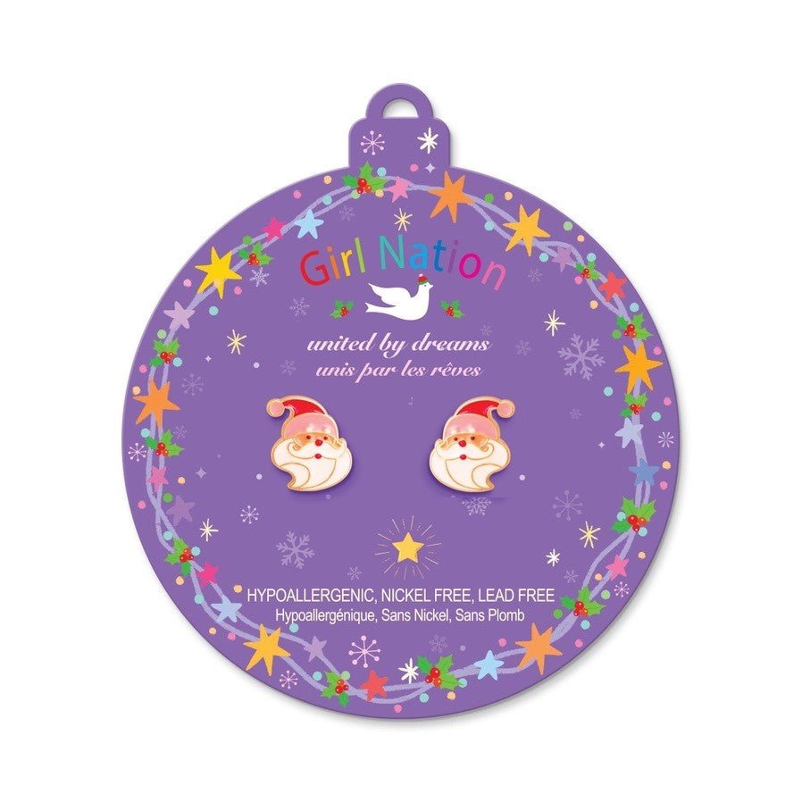 Holly Jolly Santa Pierced Earrings - Little Gift Nook