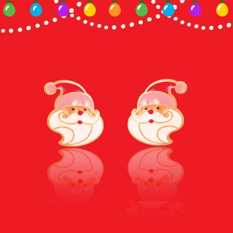 Holly Jolly Santa Pierced Earrings - Little Gift Nook