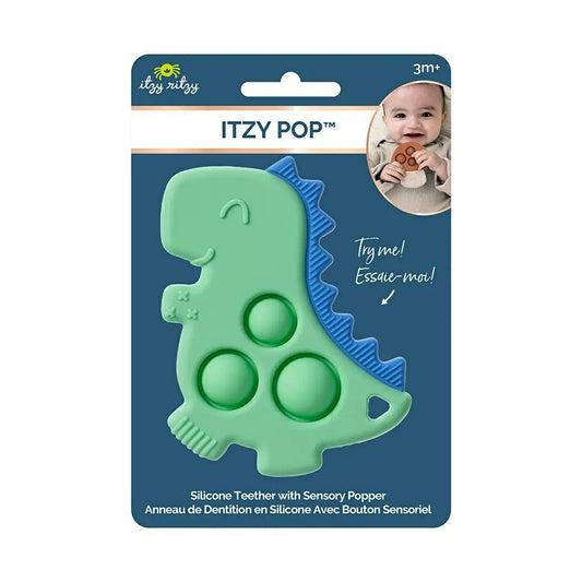 Itzy Pop Dinosaur Teether in green - Little Gift Nook