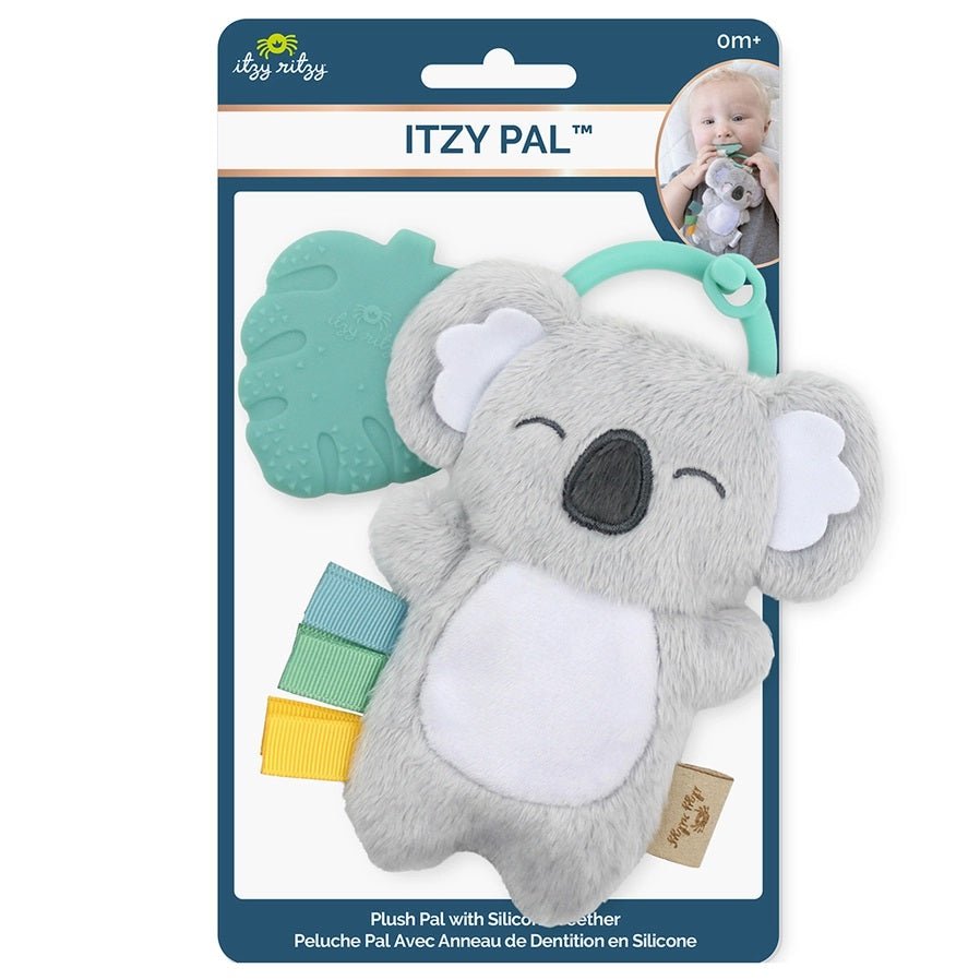 Itzy Ritzy Itzy Pal™ Koala Plush + Teether. Textured toy and teether in package. - Little Gift Nook