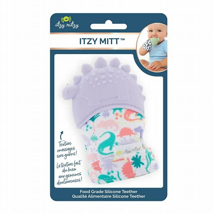 Itzy Ritzy Lilac Dino Itzy Mitt™ Silicone Teething Mitt - Little Gift Nook