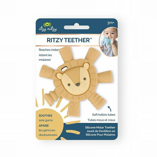 Itzy Ritzy Lion Baby Molar Teether - tan textured arm lion- Little Gift Nook