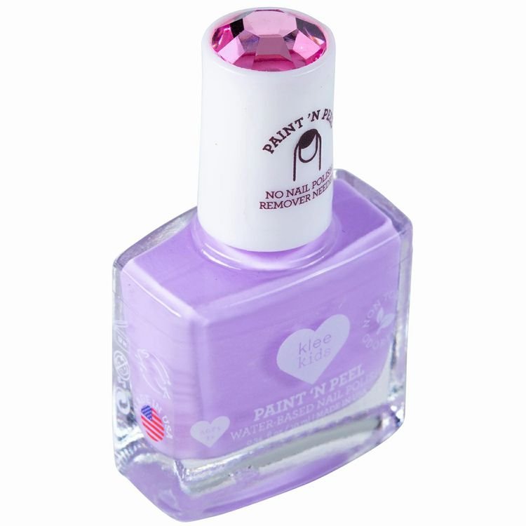 Klee Naturals Peel-Off Nail Polish – Concord Lavender, non toxic - Made in USA! Side angle of container.- Little Gift Nook
