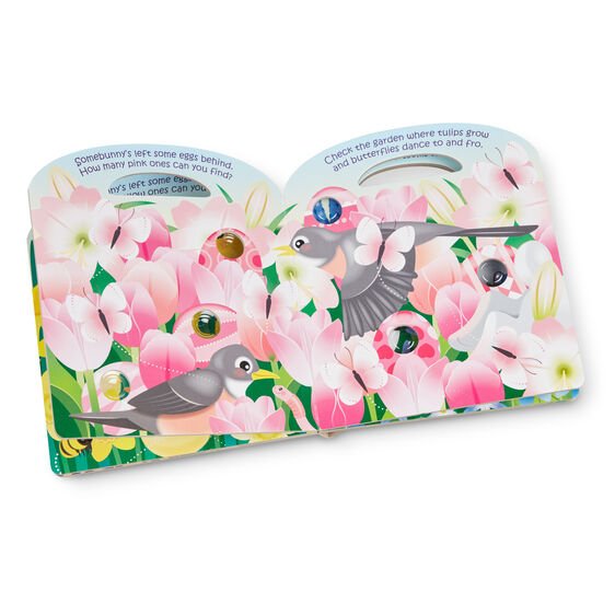 Melissa & Doug Poke a Dot Easter Surprise Book. Handled board book with spring flowers and birds inside book and bubbles to pop and press.- Little Gift Nook