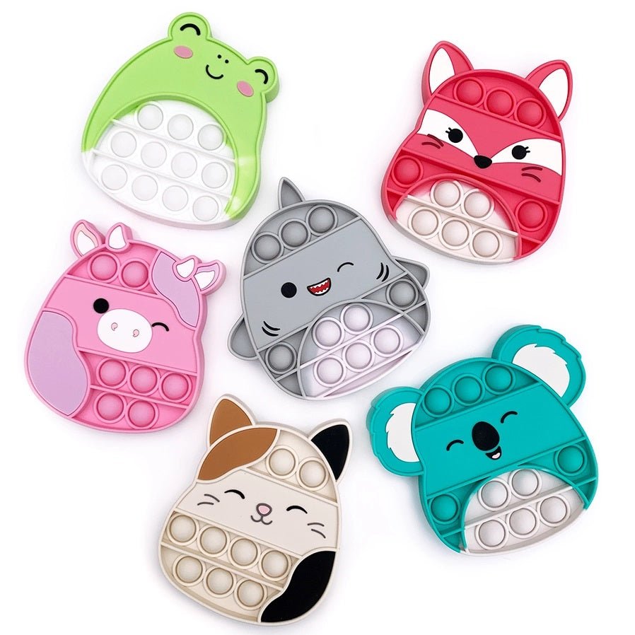 Pop Fidgety Squishmallows Mystery Blind Bag. 6 different animal theme bubble poppers that look like squishmallows. Soft silicone. - Little Gift Nook