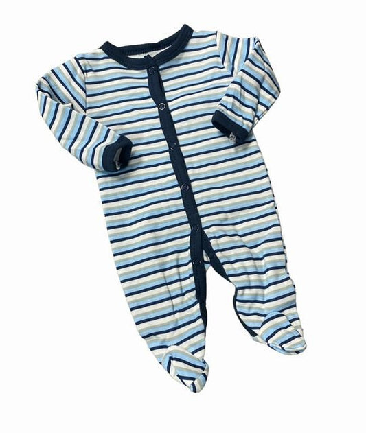 Preemie Boys Navy Blue Striped Sleeper - Little Gift Nook
