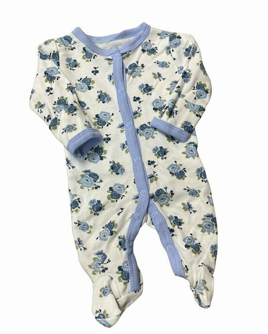 Preemie Girls Blue Floral Sleeper - Little Gift Nook