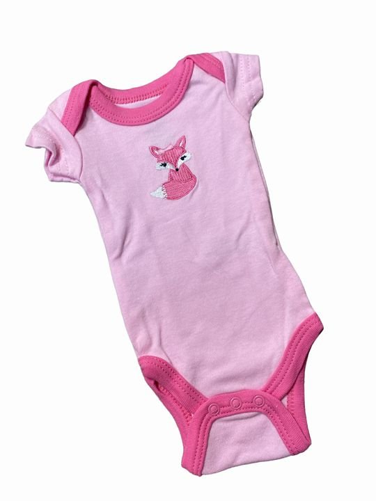 Preemie Girls Pink Fox Short Sleeved Bodysuit - Little Gift Nook