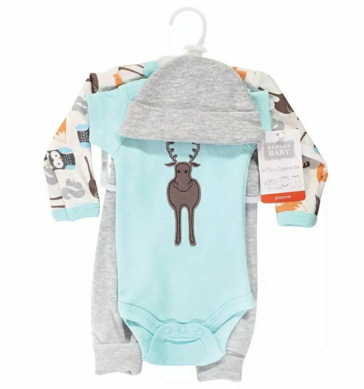 Preemie Hudson Baby Moose Layette Set, 4 piece, on hanger.- Little Gift Nook