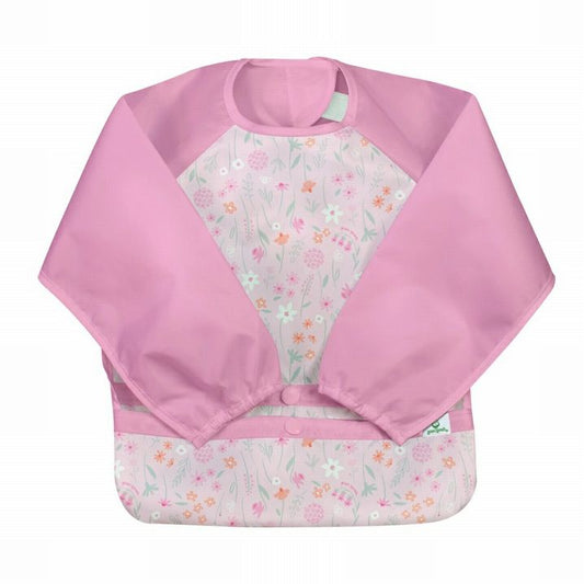 Snap & Go Easy Wear Long Sleeve Bib in Pink Wildflowers - Little Gift Nook