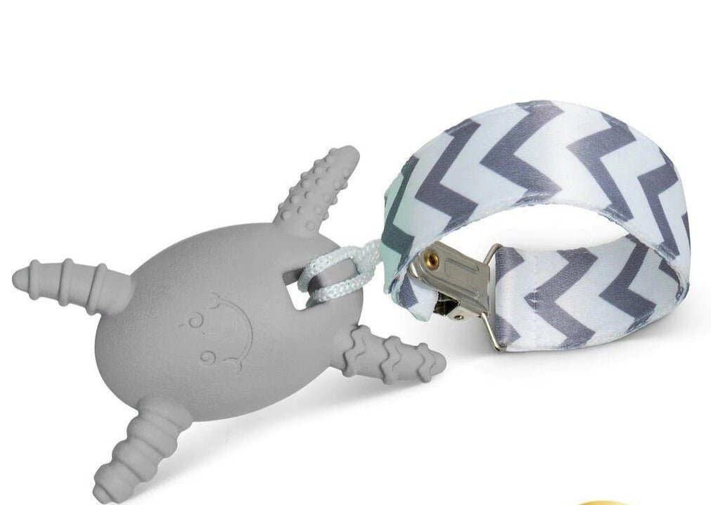 The Molar Magician Teether in Gray with strap - Little Gift Nook