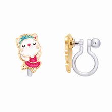 Load image into Gallery viewer, Ballerina kitty silicone back clip on earrings.