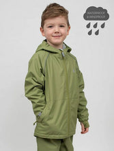 Load image into Gallery viewer, Childrens fleece lined raincoat rain jacket waterproof