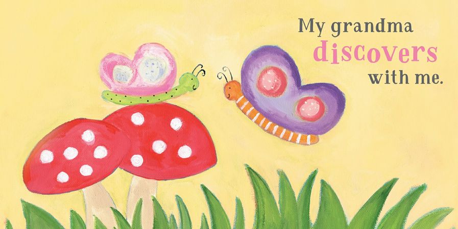 Grandma Loves Me Board Book. Inside book shows grandma and baby butterflies. - Little Gift Nook