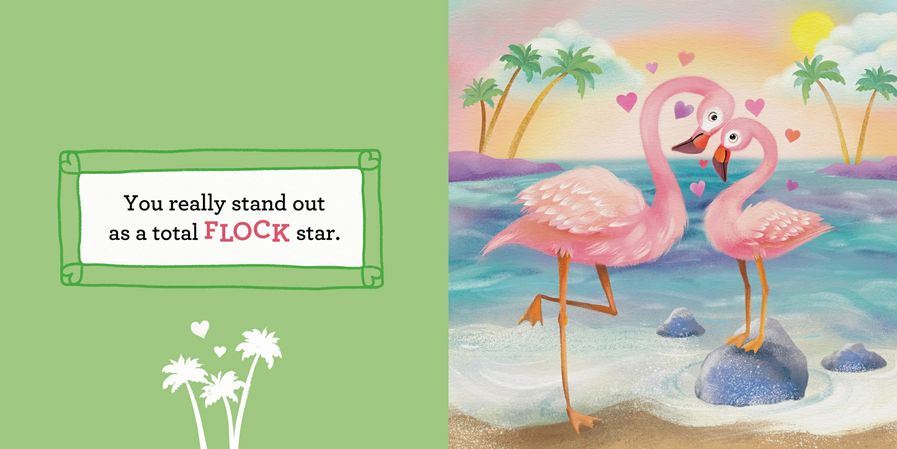 Inside I Love You Slow Much Board Book 2 pink flamingos.