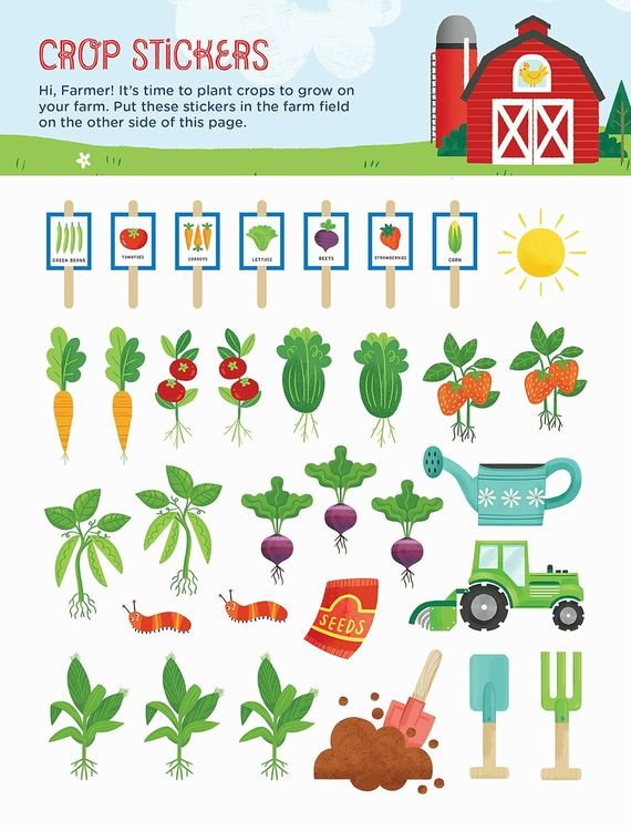 I Want to be a Farmer Activity Book crops stickers.