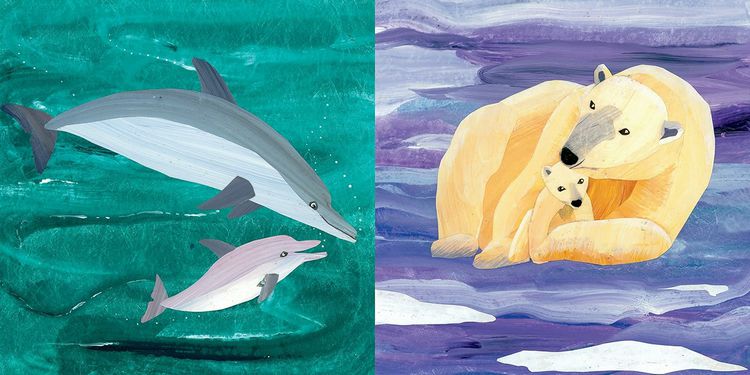Indestructible Mama and Baby Book ~ Chew Proof, Rip Proof, & Washable baby book with dolphins and polar bears.