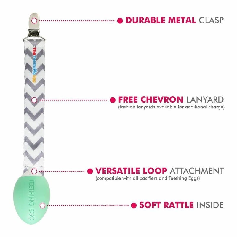 The Teething Egg baby teether in Mint info list.  - Little Gift Nook