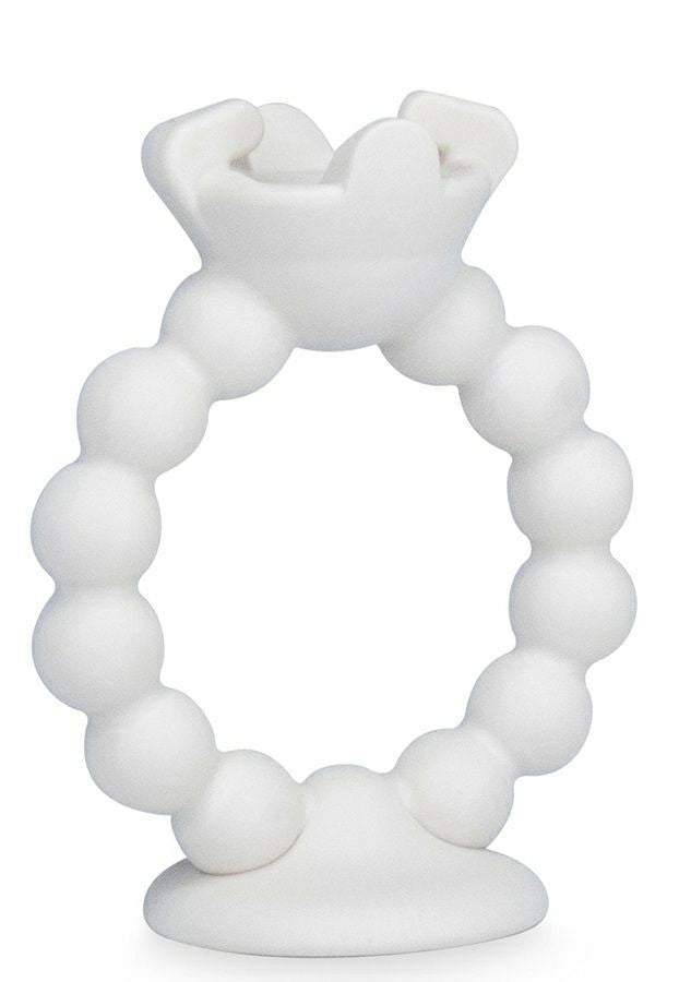 The Teething Egg The Grippie Ring attachment holder in white. Connects to teething egg. Made in USA. - Little Gift Nook