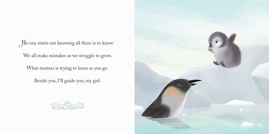 Inside Why a Daughter Needs a Dad Book. Hardcover. Dad and daughter penguins.