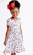 Load image into Gallery viewer, Gingham Red White Blue Stars Ruffle Twirl Dress with Pockets sz 2