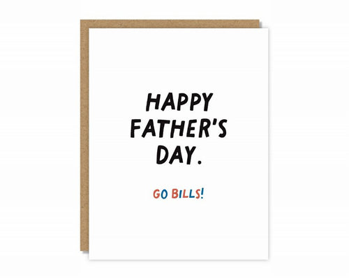 Happy Father's Day Go Bills! Greeting card on white cardstock with brown paper envelope.