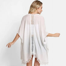 Load image into Gallery viewer, Woman&#39;s Beige Laced Edge Kimono