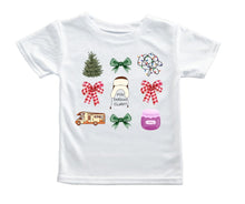 Load image into Gallery viewer, Are you Serious Clark? Griswold theme Coquette Tshirt. whitekids tshirt with Griswold theme icons and bows. Little Gift Nook.