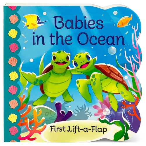 Babies in the Ocean Lift-A-Flap Board Book. Chunky pages and flaps make it easy for little hands and help develop fine motor skills. Little Gift Nook.