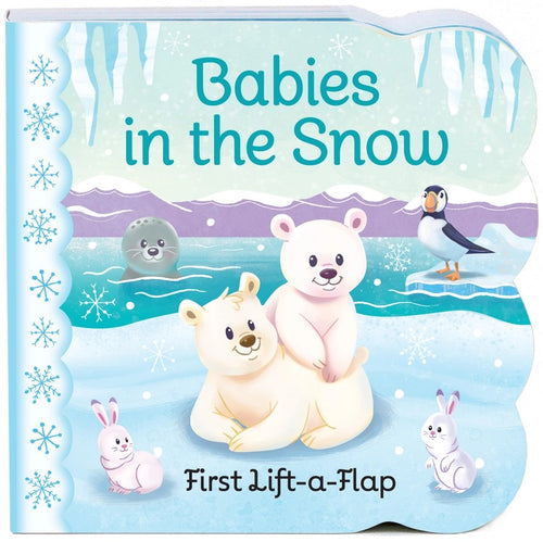 Babies in the Snow Lift-A-Flap Board Book. Chunky thick pages and flaps are perfect for little hands and help develop fine motor skills. Little Gift Nook.