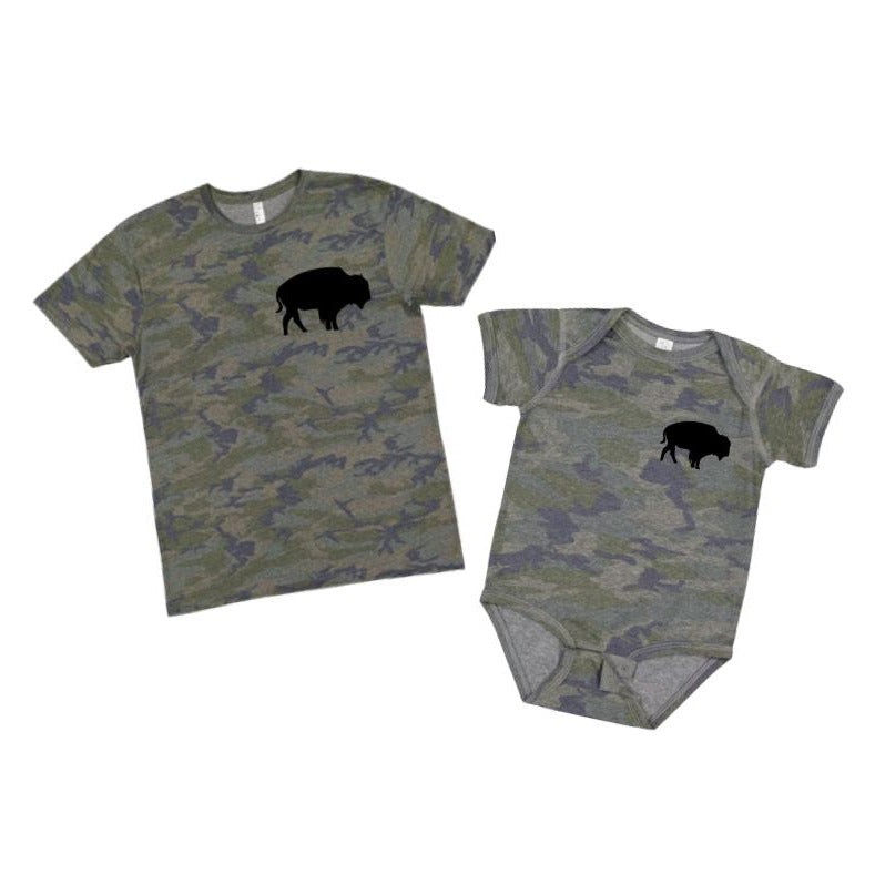 Boys Distressed Camo Buffalo Tshirt and onesies. 716 pride. - Little Gift Nook