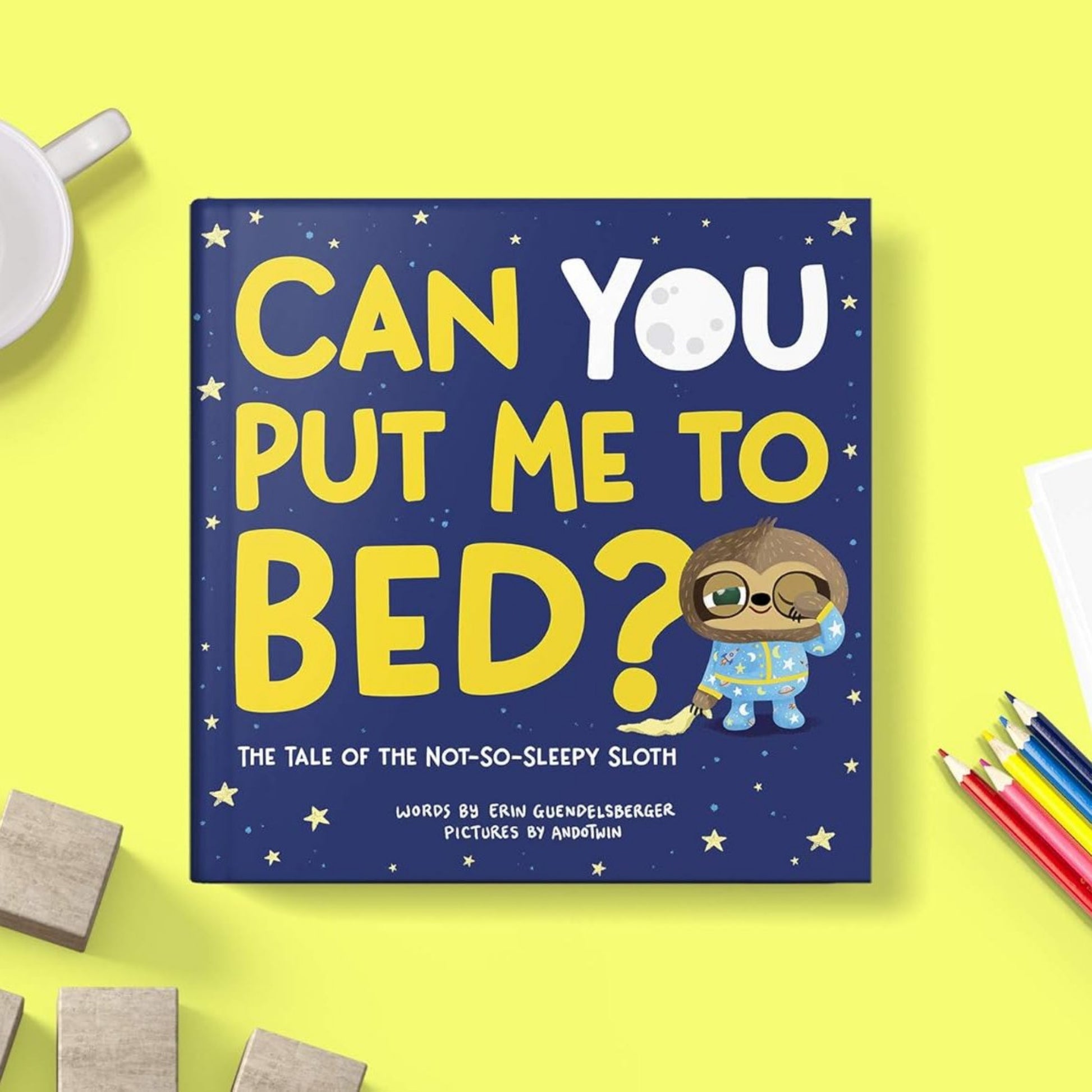 Can You Put Me To Bed Not So Sleepy Sloth Book. Front cover with sleepy sloth. - Little Gift Nook