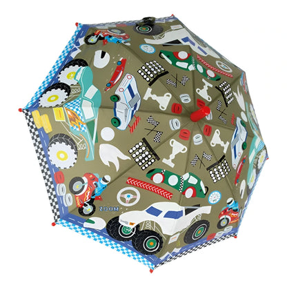 Cars Color Changing Umbrella. Colors appear when wet. Preschool umbrella. Race theme. - Little Gift Nook