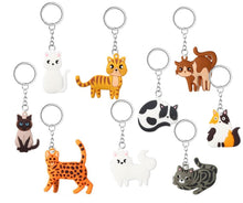 Load image into Gallery viewer, Cat Kitty Plastic Keychain. Each measure approx 1.5&quot; - 2&quot; and come with chain and metal keyring . Soft bendable plastic.  Little Gift Nook.