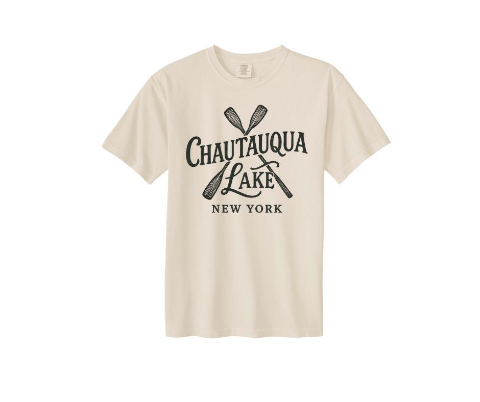 Chautauqua Lake Boating Tee - Cream Adult unisex Chautauqua Lake New York Paddles Tshirt - Little Gift Nook